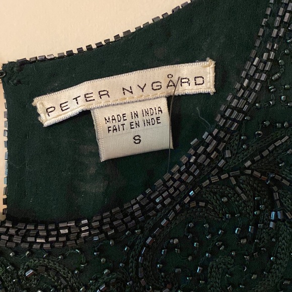 Vintage women’s Peter Nygård size small heavily beaded blouse top emerald green - Picture 8 of 9